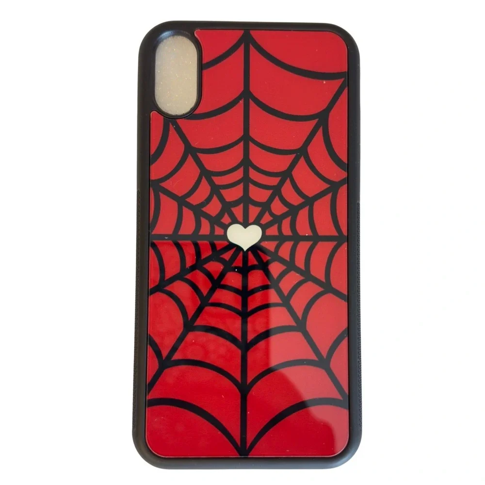 551 | Spider Web Heart iPhone X/XS Case Red Black Aesthetic Y2K Protective Cover